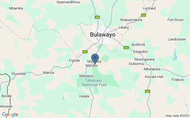 Kaart met locatie Matobo National Park